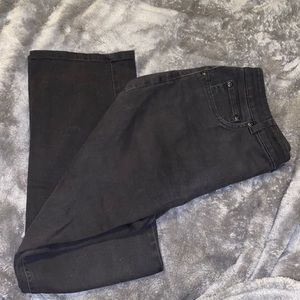 High rise black flare out stretch jeans